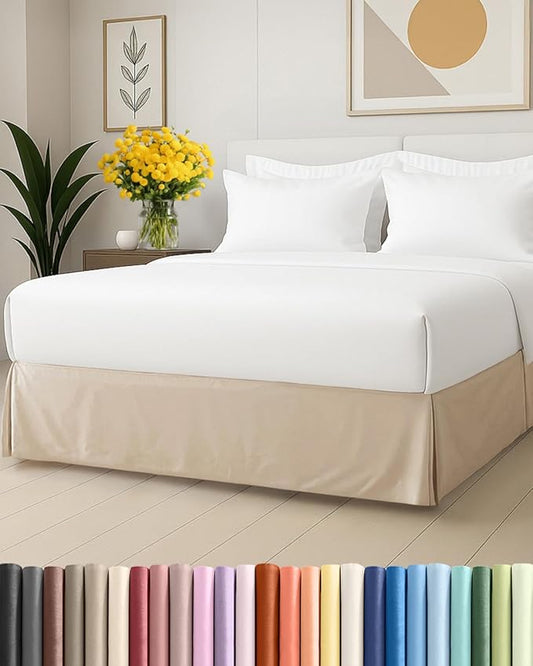 Pleated Bed Skirt Twin Size - 3 Sided Pleated Bed Skirt Twin - Ultra-Soft, Easy Fit with 18 Inch Tailored Drop - Hotel Quality, Wrinkle Free & Fade Resistant - for Women, Men, Kids and Teens - Cream