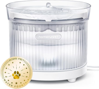Homerunpet Cat Water Fountain with Wireless Pump, Ultra Quiet Pet Fountain | BPA-Free, Detachable Design Easy to Clean Pet Water Fountain Indoor, Filter Included, 2L/68oz