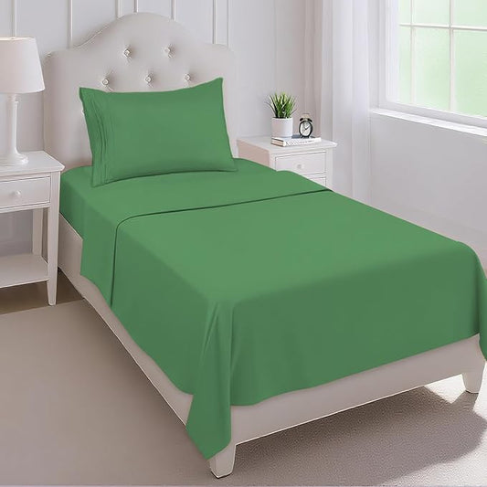 Mejoroom Twin Sheet Set - Hotel Collection Twin Sheets - Bedding Sheets & Pillowcases with Deep Pocket Fitted Sheet, Breathable, Wrinkle & Fade Resistant - 3 Piece(Calla Green)