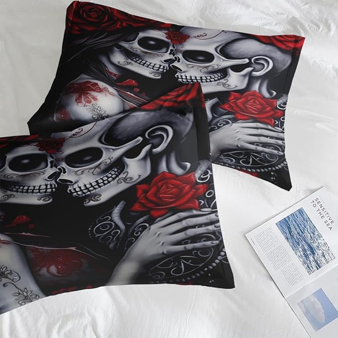 Comforter Set Queen Size, Love 7 Pcs Bedding for Adults, Vintage Flower Rose Bed Sheet Sets with Fitted Sheet 2 Pillowcases & 2 Shams for Bedroom Bed Decor