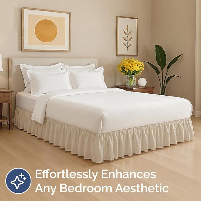 Bedskirt Full Size Ruffle - 12 inch Drop Dust Ruffle Bed Skirt with Platform - Ultra-Soft, Easy Fit, Premium Hotel Quality - Wrinkle, Fade & Shrink Resistant - for Women, Men, Kids and Teens - Wheat