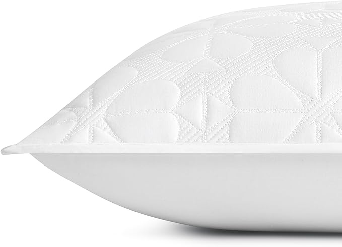 kate spade new york Spade Floral Euro Sham, 26" x 26" Spring Pillow Cover, Single 100% Cotton Sateen Cover, Machine Washable, Bright White