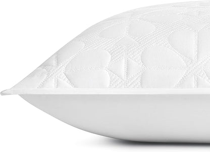 kate spade new york Spade Floral Euro Sham, 26" x 26" Spring Pillow Cover, Single 100% Cotton Sateen Cover, Machine Washable, Bright White