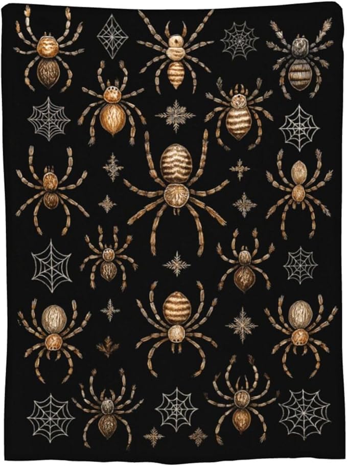 Gothic Spider Blanket Super Soft Warm Fluffy Fleece Flannel Insect Throw Blanket Cozy Fuzzy Plush Stuff Bedding Blankets Gifts for Women Kids Boys Girls Adults 80"X60"