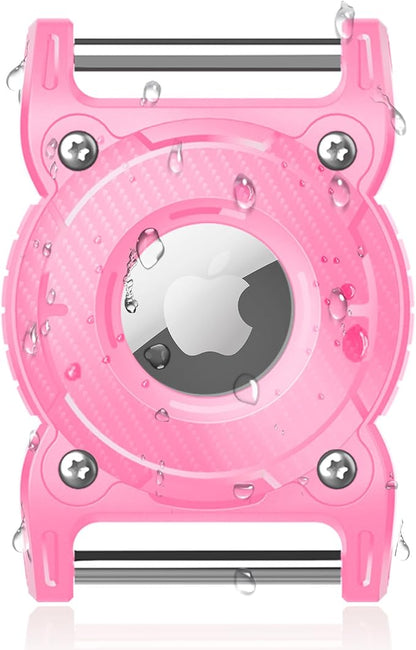 Airtag Dog Collar Holder | Airtag Dog Waterproof - Airtag Holder for Dog Collar with Removable Metal Loop, Sturdy TPU, Lightweight, Compact Size, Fits 1" Width Collar, Pink