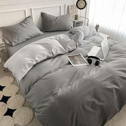 CLOTHKNOW Grey Silver Queen Comforter Set Gray Gradient Bedding Sets Grey Tone Comforter Queen with 2 Pillow Cases
