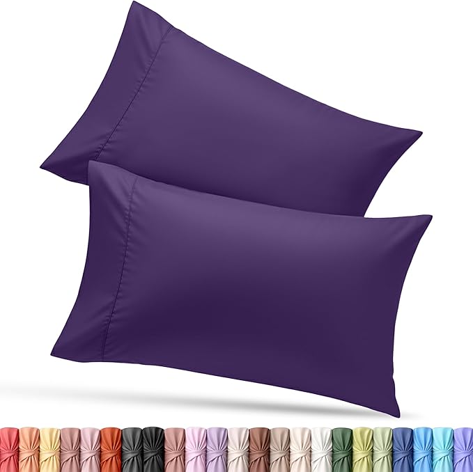 Utopia Bedding Queen Pillow Cases - 2 Pack - Envelope Closure - Soft Brushed Microfiber Fabric - Shrinkage and Fade Resistant Pillow Covers Queen Size 20 X 30 Inches (Queen, Egg Plant)