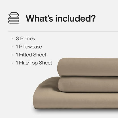 DOZ Sheet Set, 100% Viscose derived from Bamboo, Organically Grown, Buttery Soft, Cooling Sheets, High GSM, Deep Pockets - 3 Piece - 1 Pillowcase 1 Fitted Sheet 1 Top Sheet (Dune, Twin)