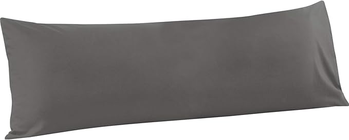 FLXXIE Body Pillow Cover - Super Soft Microfiber 20x54 Body Pillow Case - Envelope Closure, Wrinkle, Stain Resistant 20x54 Long Pillowcase, Dark Grey