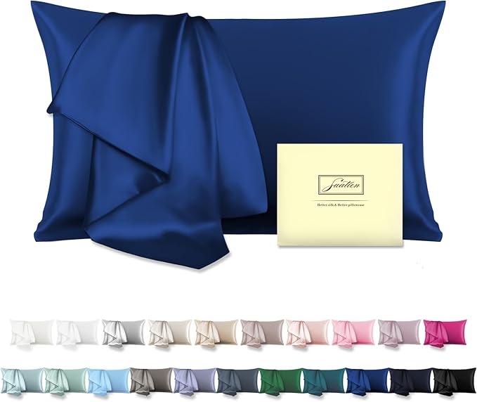 Mulberry Silk Pillowcase for Hair and Skin Standard Size 20"X 26" Pillow Case with Hidden Zipper Soft Breathable Smooth Cooling Silk Pillow Covers for Sleeping (Royal Blue,Standard,1Pcs)