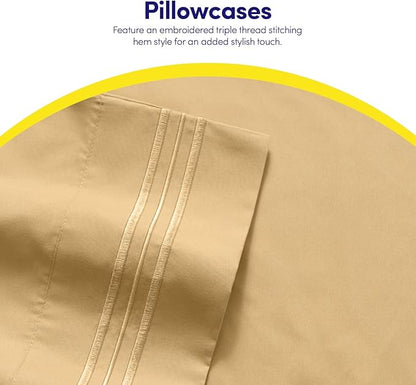 1500 Supreme Collection Extra Soft Split King Sheets Set, Camel - Luxury Bed Sheets Set with Deep Pocket Wrinkle Free Bedding, Over 40 Colors, Split King Size, Camel
