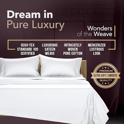 TEXAS LINEN CO. 100% Egyptian Cotton Pillowcases Queen Size Set of 2 - Luxury 2000 Series Standard/Queen Pillow Cases, Soft Cooling, Envelope Closure Hotel Quality Pillowcase (21 x 32, White)