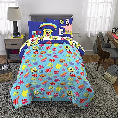 Franco Kids Bedding Super Soft Comforter and Sheet Set with Sham, 5 Piece Twin Size, Spongebob Squarepants