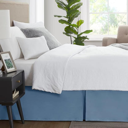 Nestl Blue Heaven Twin Bed Skirt - Twin Size Bed Skirt 14 Inch Drop - Brushed Microfiber Bed Skirts - Hotel Quality Pleated Bed Skirt - Shrinkage & Fade Resistant