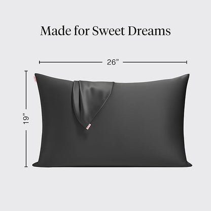 Kitsch Satin Pillowcase with Zipper for Hair & Skin - Softer Than Silk Pillow Cases, Smooth Cooling Satin Pillow Case, Wrinkle-Free, Machine Washable, Pillow Cases Standard Size 19x26 - Charcoal, 2pc
