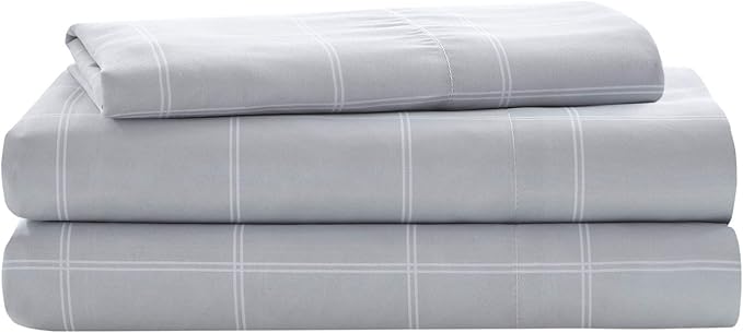 Intelligent Design Marsden Comforter Stripes Design Embroidered Toss Pillow Casual All Season Bedding Matching Sham and Complete Sheet Set, Twin, Blue/Grey 6 Piece