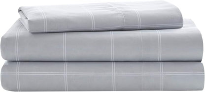 Intelligent Design Marsden Comforter Stripes Design Embroidered Toss Pillow Casual All Season Bedding Matching Sham and Complete Sheet Set, Twin XL, Blue/Grey 6 Piece