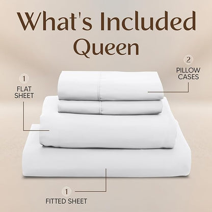 Utopia Bedding Queen Size Sheet Set – 4 Piece Bed Sheets, Soft and Breathable Microfiber, Includes 1 Fitted Sheet, 1 Flat Sheet and 2 Pillowcases – Oeko Tex (White)