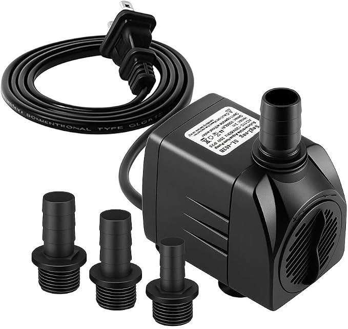 SongLong 400GPH Submersible Water Pump 6.5ft High Lift for Fountains | Ultra-Quiet with Over Heating Protection, Perfect for Hydroponic, Small Pond, Aquarium, Fountain Outdoor