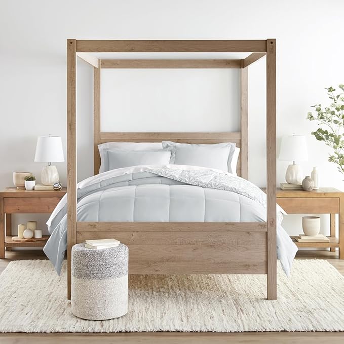 LINENS & HUTCH Comforter Set Patterned Microfiber All Season Down-Alternative Ultra Soft Bedding in English Countryside - Full/Queen English Countryside Light Gray