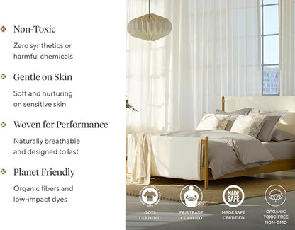 Coyuchi Crinkled Percale Pillowcase Set of 2 – 100% GOTS Certified Organic Cotton, Soft & Cool Standard Pillowcases, Breathable Medium Weight Cotton (Undyed)