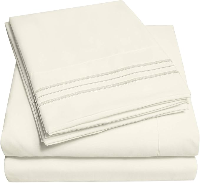 1500 Supreme Collection California King Sheet Sets Ivory - Luxury Hotel Bed Sheets and Pillowcase Set for California King Mattress - Extra Soft, Elastic Corner Straps, Deep Pocket Sheets Ivory