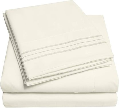 1500 Supreme Collection Full Sheet Sets Ivory - Luxury Hotel Bed Sheets and Pillowcase Set for Full Mattress - Extra Soft, Elastic Corner Straps, Deep Pocket Sheets, Full Ivory