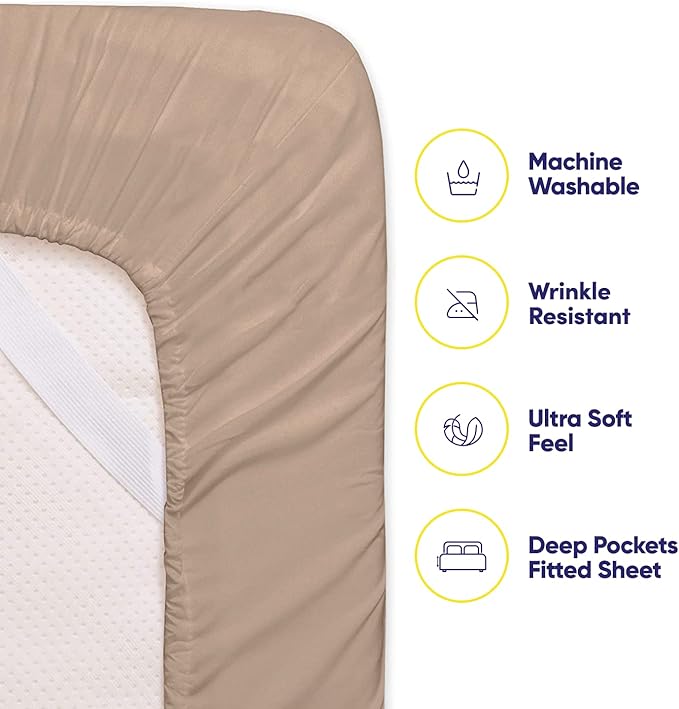 Queen Sheets Taupe - 6 Piece 1500 Supreme Collection Fine Brushed Microfiber Deep Pocket Queen Sheet Set Bedding - 2 Extra Pillow Cases, Great Value, Queen, Taupe