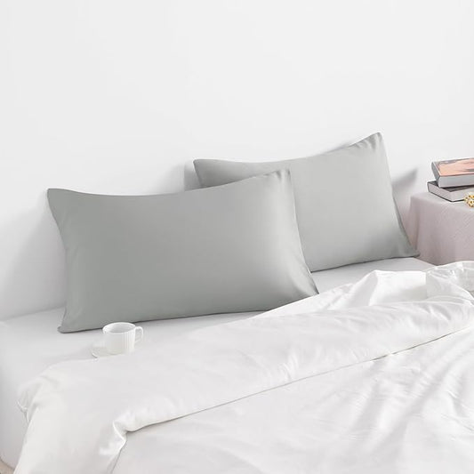 NTBAY King Pillow Cases Set of 2, 2 Pack Brushed Microfiber 20x40 Pillow Cases, Soft, Wrinkle, Fade, Stain Resistant Light Grey Pillow Cases with Envelope Closure, 20x40 Inches, Light Grey