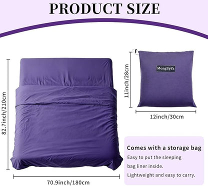 Sleeping Bag Liner Lightweight Compact Sleeping Bag Sack Portable Clean Travel Sheet Camping Sleep Sheet for Backpacking Hotel Hiking