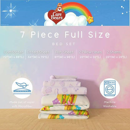 Care Bears Food Snacks 7 Piece Super Soft Cozy Reversible Comforter and Sheet Set with Sham, Full, (Officially Licensed Product) By Franco Collectibles