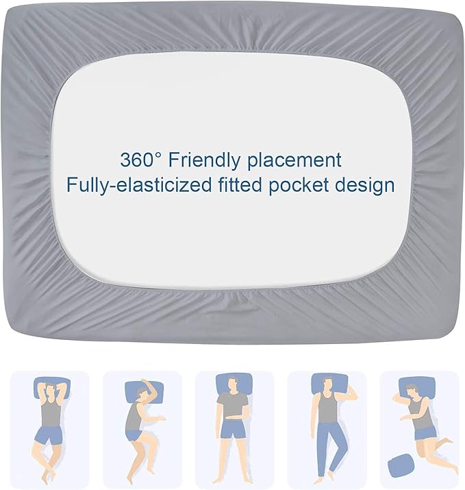 Queen Mattress Protector Pad Waterproof Quilted, Breathable & Cooling Queen Size Mattresses Protector Cover Fitted with Deep Pocket Up to 14", (Gray)