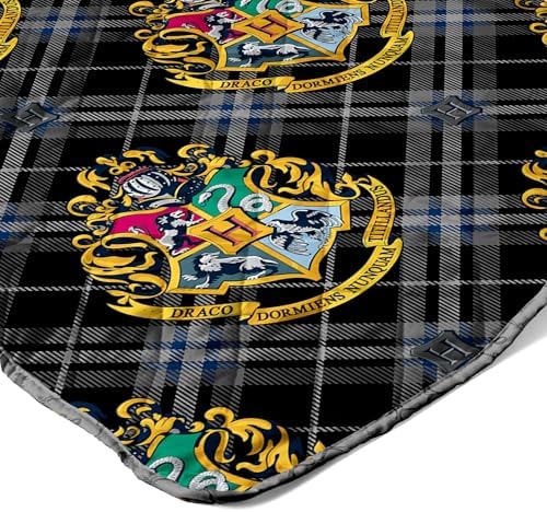 Warner Bros Harry Potter Preppy Hogwarts Quilted Throw Blanket, House Crest Patchwork Design, Adults Boys Girls, Soft Lightweight Bedding for Bed, or Couch, 60 x 80 inches