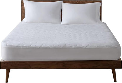 Sleep Philosophy Twin XL Mattress Pad, Cotton Mattress Protector Classic Cloud Quilted Bed Cover, All Natural Breathable Mattress Topper Fitted Pocket Fits Up to 18", Machine Washable, Twin XL White
