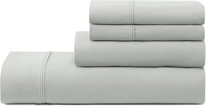 UGG Hedi Queen Sheet Set 4-Piece Luxury Cooling Sheets Deep Pockets Premium Bedding with 2 Pillow Shams Hypoallergenic Machine Washable Soft Lightweight Bed Set for Bedroom, Queen, Mineral Green