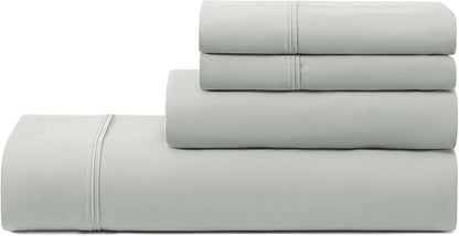 UGG Hedi Queen Sheet Set 4-Piece Luxury Cooling Sheets Deep Pockets Premium Bedding with 2 Pillow Shams Hypoallergenic Machine Washable Soft Lightweight Bed Set for Bedroom, Queen, Mineral Green