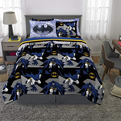 Franco Kids Bedding Super Soft Comforter and Sheet Set with Sham, 7 Piece Full Size, Batman
