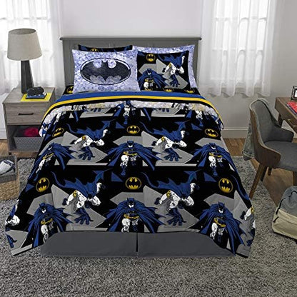 Franco Kids Bedding Super Soft Comforter and Sheet Set with Sham, 7 Piece Full Size, Batman