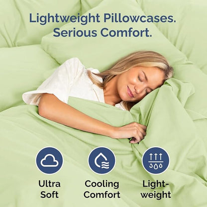 Body Pillowcases Set of 2-20x54 Long Body Pillow Case - Soft Body Pillow Cover for Sleeping & Side Sleepers - Comfy, Wrinkle & Fade Free - Machine Washable w/Envelope Enclosure Light Sage Green