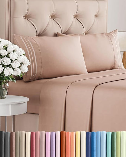 King Size 4 Piece Sheet Set - Comfy Breathable & Cooling Bed Sheets Set - Hotel Luxury Bedding for Women, Men, Kids, Teens, Boys & Girls - Deep Pockets, Ultra-Soft and Wrinkle Free - Oeko-Tex - Mauve