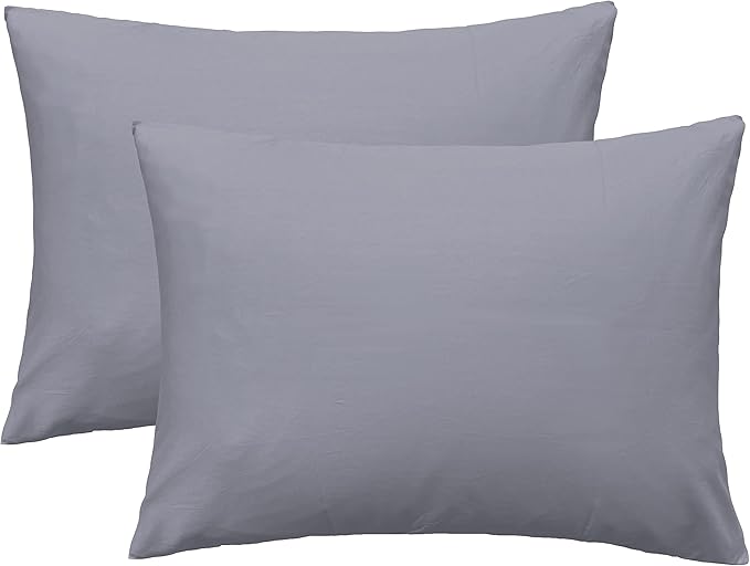 iMaylex Soft 100% Egyptian Cotton Zipper Pillow Case, Cozy and Lightweight Pillowcase, Set of 2, Light Grey, King, 20" x 36"