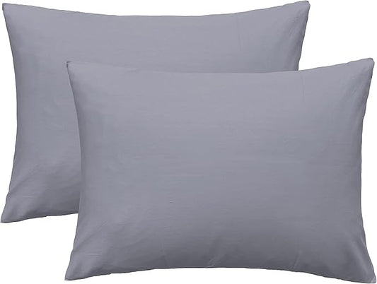iMaylex Soft 100% Egyptian Cotton Zipper Pillow Case, Cozy and Lightweight Pillowcase, Set of 2, Light Grey, Queen, 20" x 30"