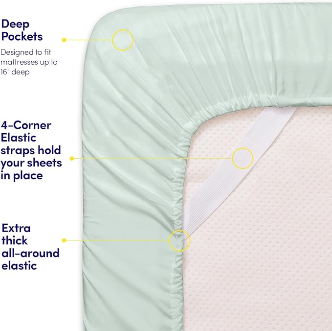 Supreme Collection Twin Sheet Sets - Mint Green, 3 Piece Set, Extra Soft, Elastic Corner Straps, Deep Pocket Sheets