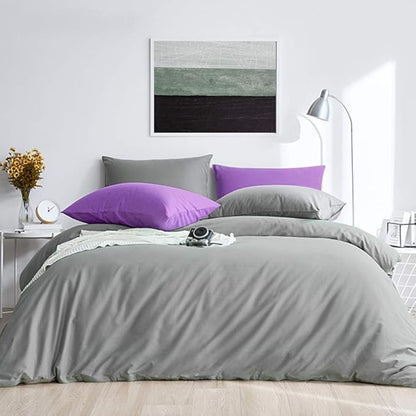 FLXXIE Pillow Cases Queen, Soft Microfiber Pillow Covers with Envelope Closure, Wrinkle Resistant Pillowcases, 2 Piece Set, 20x30, Purple