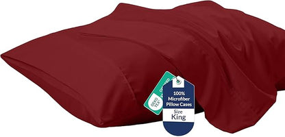 Royale Linens King Pillowcase Set of 2 - Bed Pillow Cover - 20" x 40" -Coral Pillowcases - 1800 Brushed Microfiber, Wrinkle & Fade Resistant - Soft & Cozy- King Size Pillow Case (King, Tango Red)