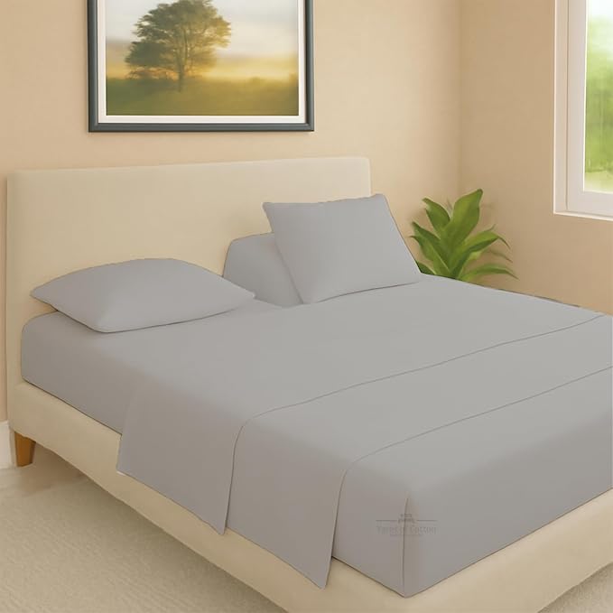 Split Head Flex 1 Qty Fitted Sheet for Adjustable Bed, King 34" Split Down from The Top, 100% Egyptian Cotton 600 Thread Count, 18" Deep Pocket, Super Soft Wrinkle Free, Light Grey