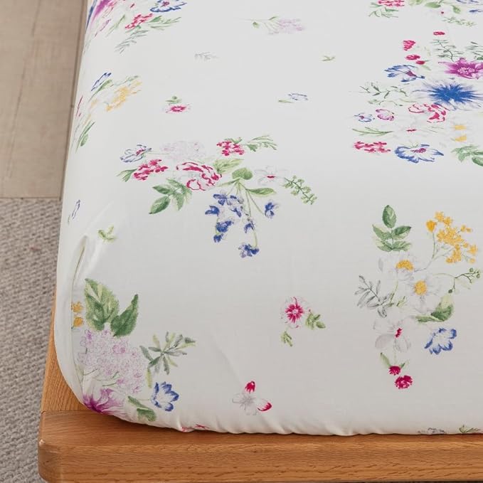 DAUAOTO 100% Cotton Bedding Printed Sheets Set for Full Size Bed Up to 14" Deep Mattress, Farmhouse Pattern Bedlinen Sets, Bloom Floral