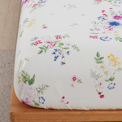 DAUAOTO 100% Cotton Bedding Printed Sheets Set for Full Size Bed Up to 14" Deep Mattress, Farmhouse Pattern Bedlinen Sets, Bloom Floral