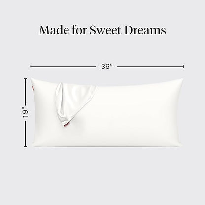 Kitsch Satin Pillowcase with Zipper for Hair & Skin - Softer Than Silk Pillow Cases, Smooth Cooling Satin Pillow Case, Wrinkle-Free, Machine Washable - King Size Satin Pillow Case (19x36) - Ivory