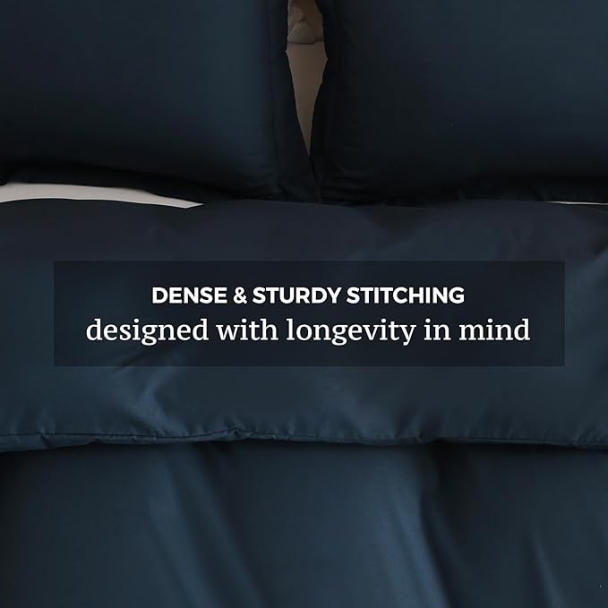 JSD Navy Blue Duvet Cover Set Twin Size, 2 Piece Microfiber Kids Duvet Cover with Pillow Sham, Zipper Closure, Comforter Not Included